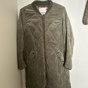 Anthropologie Olive Quilted Bomber Jacket